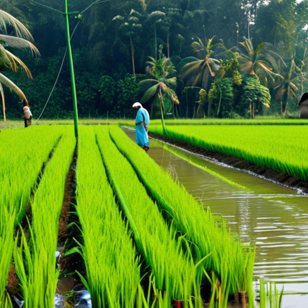 **

"A rural village scene in Bangladesh.  Farmers are using organic fertilizers on lush green rice paddies.  Some farmers are using drip irrigation systems.  In the background, a biogas plant is converting agricultural waste into energy.  The scene is bright and hopeful, showcasing sustainable agriculture.  Family-friendly, safe for work, appropriate content, fully clothed, professional, modest. Perfect anatomy, correct proportions, natural pose, well-formed hands, proper finger count, natural body proportions."

**