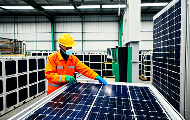**

A factory adopting green technology, featuring solar panels and carbon capture technology. Workers in appropriate attire are managing waste recycling. The scene should emphasize environmental consciousness, showing a modern, fully clothed, professional industrial setting with perfect anatomy and natural proportions, ensuring it's safe for work and family-friendly.

**