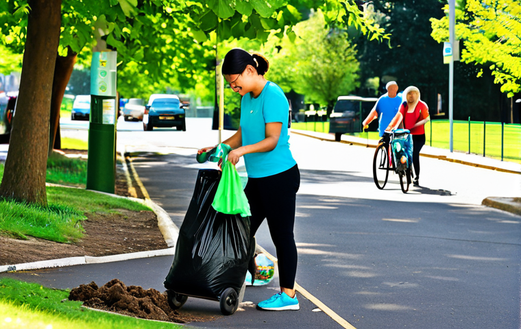 탄소예산 정책의 시민 참여 방안 - **Image Prompt 1: Individual Actions for a Greener Tomorrow**
    "A vibrant, sunlit scene depicting...