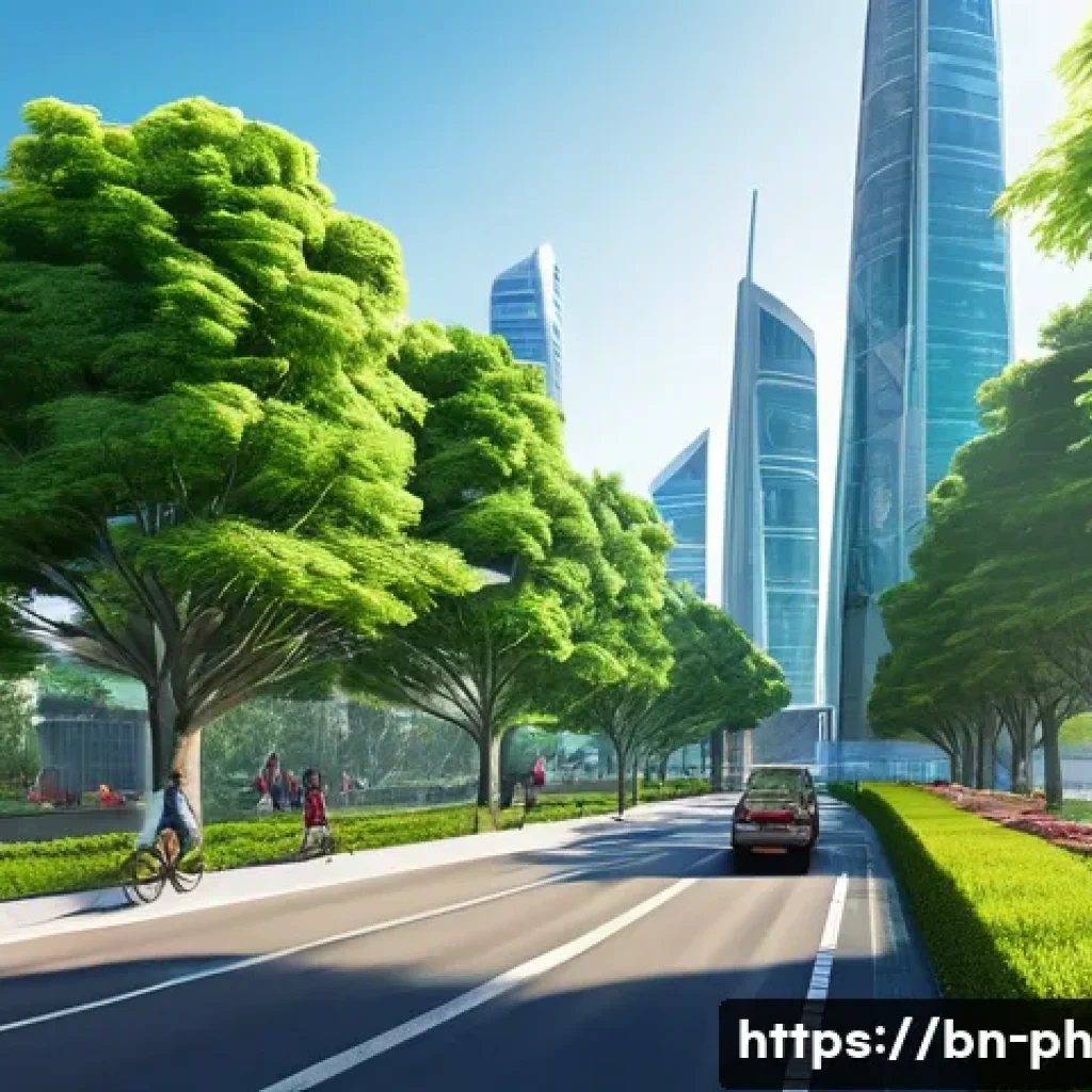 탄소예산을 위한 정책 목표 및 이정표 설정 - **Prompt 1: Green City of Tomorrow**
    "A breathtaking, hyper-realistic digital painting of a vibr...