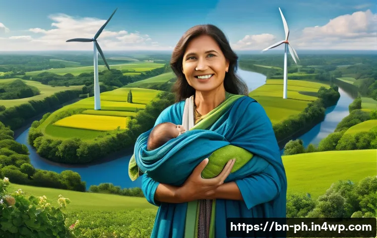 탄소예산과 정책 성공 사례 분석 - **Prompt:** "An illustrative and hopeful scene depicting Mother Earth as a vibrant, healthy entity, ...