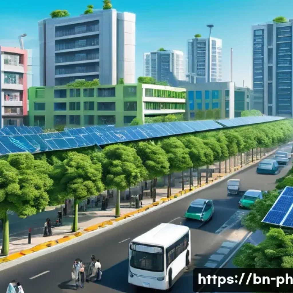 효과적인 탄소예산 설계를 위한 프레임워크 - A detailed, vibrant illustration of an urban sustainable cityscape in Bangladesh, showcasing green i...