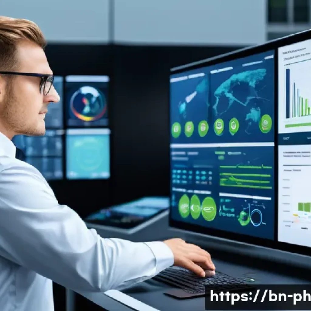 탄소예산 설계의 선진국 사례 분석 - A detailed digital monitoring control room in Germany showcasing advanced IoT sensors and live carbo...