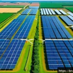 탄소예산 정책의 성과 평가 및 전략 - A detailed, vibrant image of a modern renewable energy facility in Bangladesh, featuring expansive s...