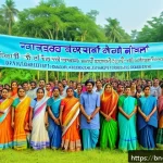 탄소예산과 환경 정책의 상관 관계 - A vibrant community environmental awareness event in a rural Bengali village, featuring diverse loca...