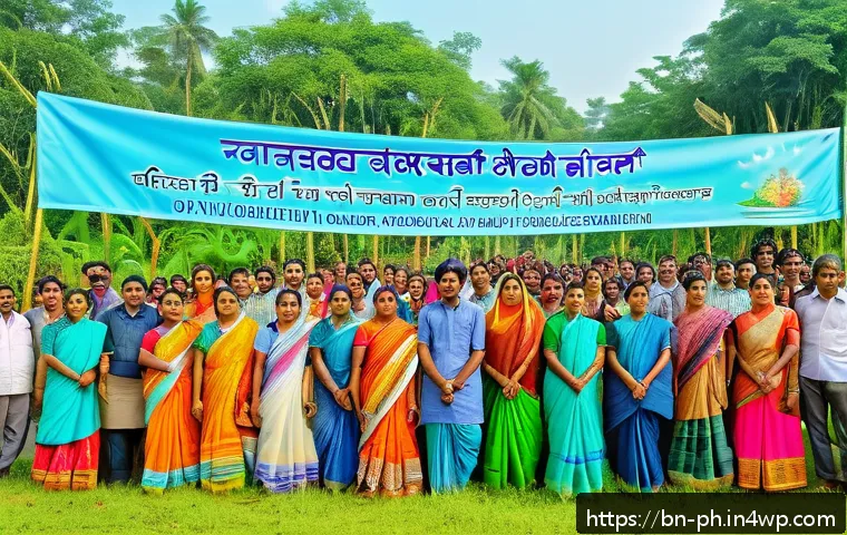 탄소예산과 환경 정책의 상관 관계 - A vibrant community environmental awareness event in a rural Bengali village, featuring diverse loca...