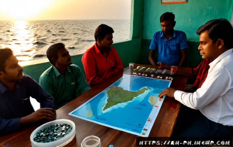 Home 17 탄소예산 기반의 해양 생태계 보호 정책 - Photorealistic coastal policy planning scene in Bangladesh, diverse marine scientists and local fish...